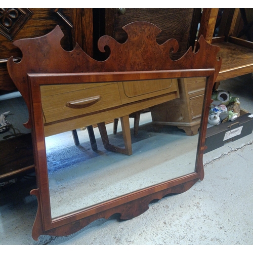 766 - A Vintage Wall Hanging Bevelled Glass Mirror with Walnut Veneer