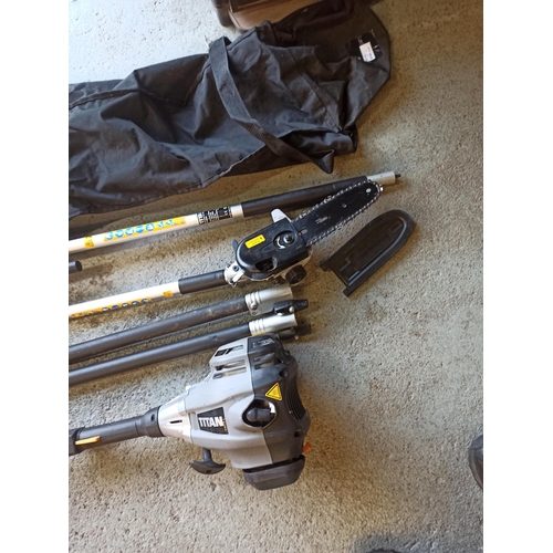 50 - A Titan Long Reach Petrol Trimmer and Chainsaw in Carry bag