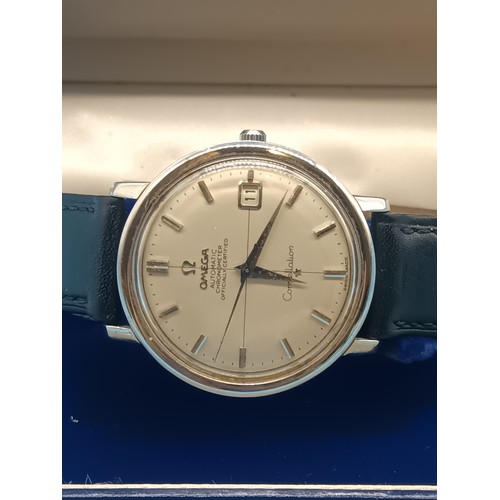 400 - A GENTLEMAN'S VINTAGE STAINLESS STEEL AUTOMATIC CHRONOMETRE CONSTELLATION WRISTWATCH BY OMEGA HAVING... 