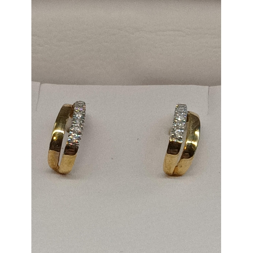 405 - Hallmarked 9ct Gold Diamond Earrings