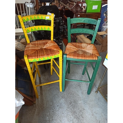 271 - **Royal British Legion Lot** Pair of  Painted High Wicker Seated Chairs 100cm H