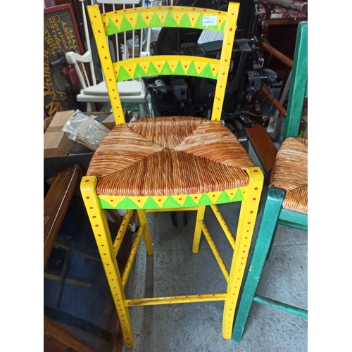 271 - **Royal British Legion Lot** Pair of  Painted High Wicker Seated Chairs 100cm H