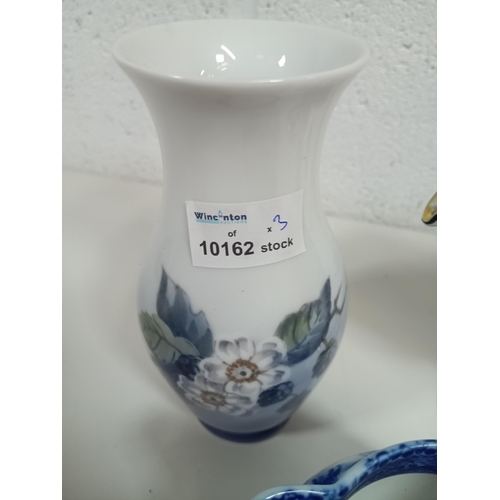 671 - A Copenhagen Porcelain Blackberry Vase, Italian Florentine Candle Holder and Blue and White China Ju... 