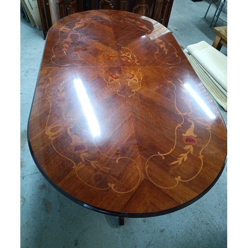 448 - A Baroque Inlaid Dining Table 198 x 107 x 77cm ( top can be removed for transport)