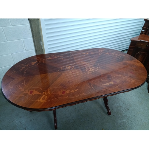 448 - A Baroque Inlaid Dining Table 198 x 107 x 77cm ( top can be removed for transport)