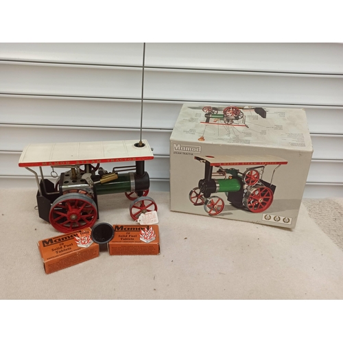 1017 - Mamod Steam Tractor Boxed with Steering Rod, Funnel and 2 Boxes of Solid Fuel Tablets