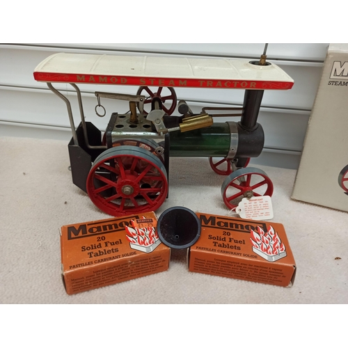 1017 - Mamod Steam Tractor Boxed with Steering Rod, Funnel and 2 Boxes of Solid Fuel Tablets