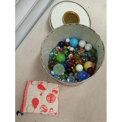 833 - Tin of Marbles - Vintage, Antique with Mixed Sizes and Colours