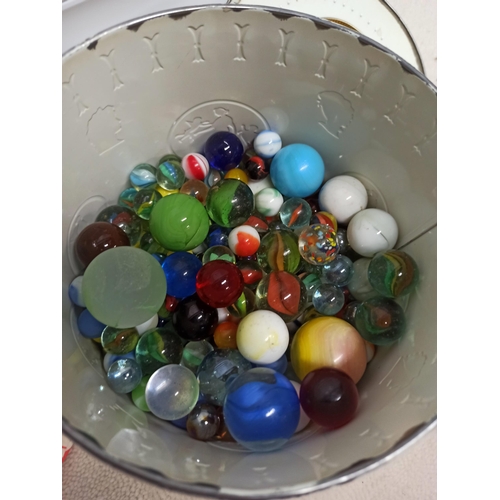 833 - Tin of Marbles - Vintage, Antique with Mixed Sizes and Colours