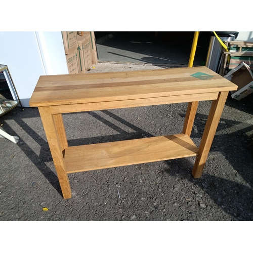 702 - A Modern Oak Hall/ Sofa Table ( Some stains to top)