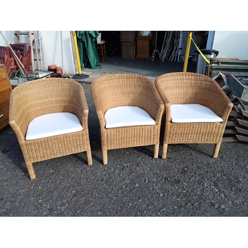 617 - 3 x Rattan Chairs and Cushions