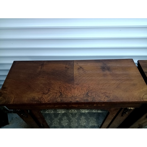 718 - A Pair of Antique Victorian Glazed Inlaid Shelf Units with Cross Cut Veneer