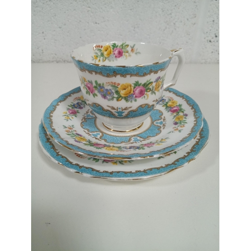 582 - A Crown Staffordshire Tunis Blue Triage and Extra Saucer