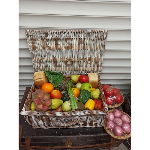 780 - Picnic Hamper full of Plastic Artificial Fruit