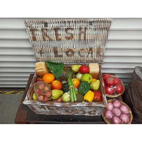 780 - Picnic Hamper full of Plastic Artificial Fruit