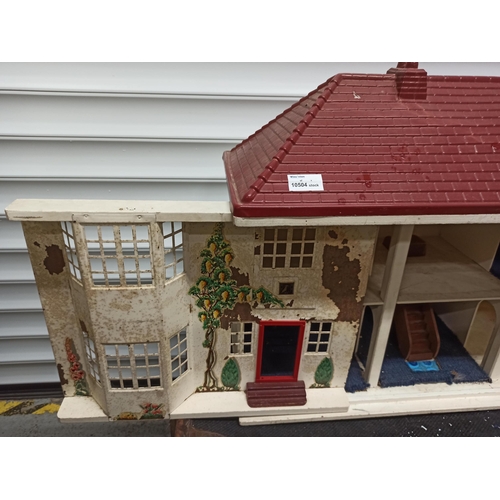 989 - Vintage Dolls House with Metal Sliding Front