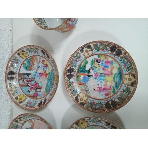 456 - A Quantity of Famille Jaune Quig Dynasty Hand Painted Chinese Tea Cups, Saucers and Plates