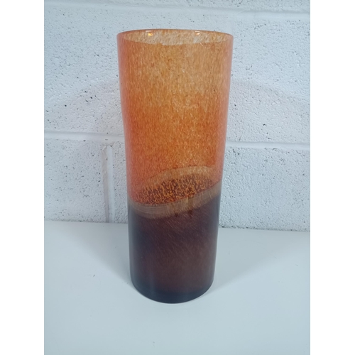 601 - A Studio Glass Orange and Brown Glass Vase with Pontil Mark 35 x 14cm