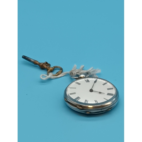 489 - Hallmarked Silver Pocket Watch with Key - Running