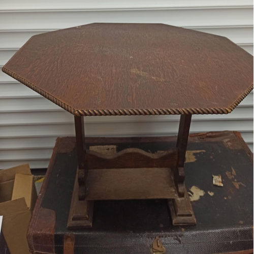 720 - Antique Folding Top Occasional Table with Hexagonal Top