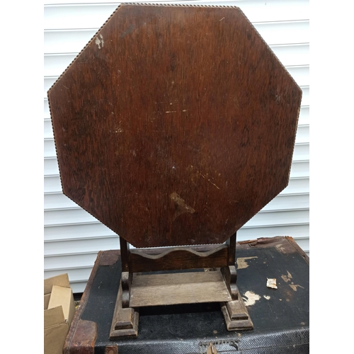 720 - Antique Folding Top Occasional Table with Hexagonal Top