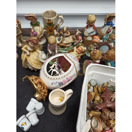 751 - Glory Box of China Including Wade Whimsies, Musical Clown, Thimbles and More