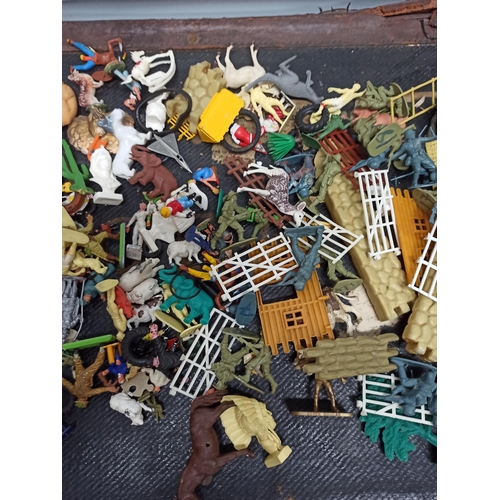 988 - Mixed Plastic and Metal Soldiers, Animals, Fencing and Other Toys, Britians, Dinky and More