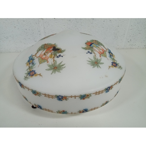 375 - A Vintage Chinoiseries Glass Ceiling / Lightshade 38 x 18cm