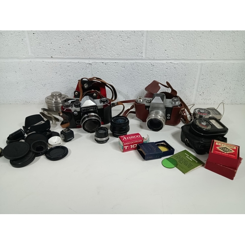 775 - A Praktica Super TL with Carl Zeiss 2.8/50 Lens and Praktica IV with Carl Zeiss and Other Lenses and... 