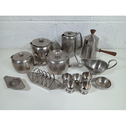 880 - A Stainless Steel Tea Service etc.