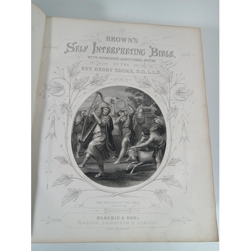 355 - A Brown's Self Interpreting Bible Inscribed George & Agnes Todd 1882