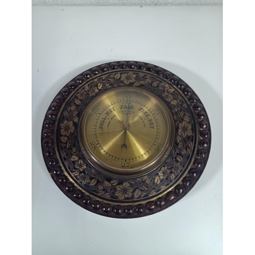 808 - A Vintage Round Oak and Brass Barometer