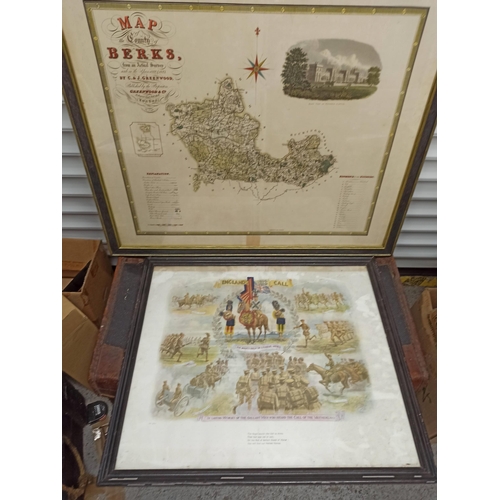 275 - **Royal British Legion Lot** Map of Berkshire & WW1 Poster 'England's Call'