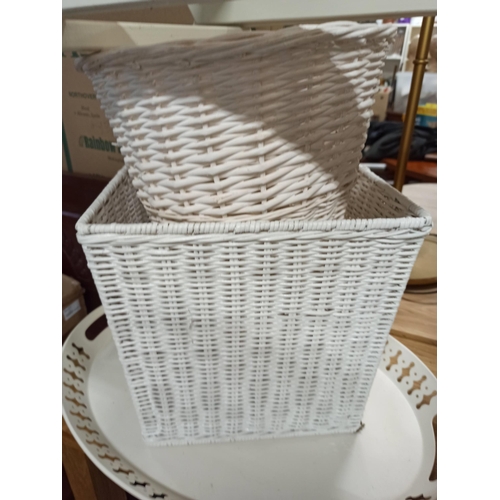 283 - **Royal British Legion Lot** 2 x Wicker Baskets, 3 x Canvas Collapsible Storage Boxes, 2 x Trays ( 1... 