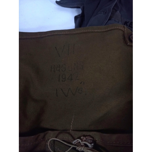 388 - A Quantity of Military Clothing and Equipment including WW11 Issue Canvas Satchel, Army Blouse with ... 