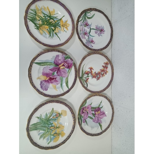 669 - 6 x Hand Painted Bistro Porcelain Flower Plates