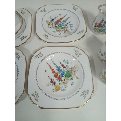 670 - A Part Vintage Tuscan China Hand Painted Coffee Set