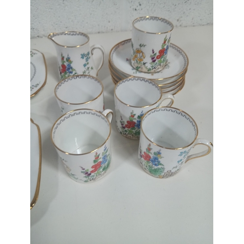 670 - A Part Vintage Tuscan China Hand Painted Coffee Set