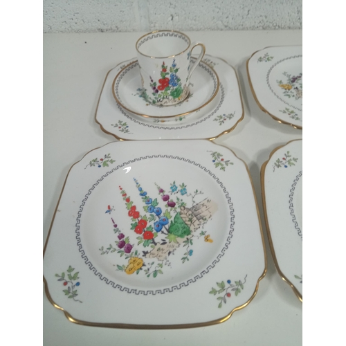 670 - A Part Vintage Tuscan China Hand Painted Coffee Set