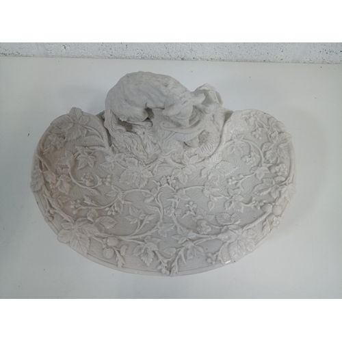 360 - A Large Porcelain Dish with a Fox & Rabbit 
(slight chip to Foxes ear)