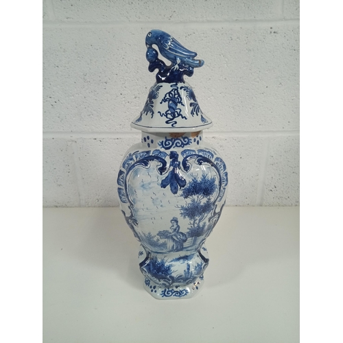 929 - Late 18th /early 19th Century Blue & White Delft Vase 40cm (some chipping as pictured)