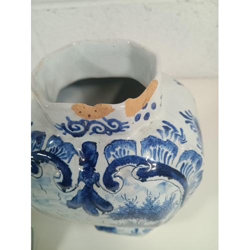 929 - Late 18th /early 19th Century Blue & White Delft Vase 40cm (some chipping as pictured)