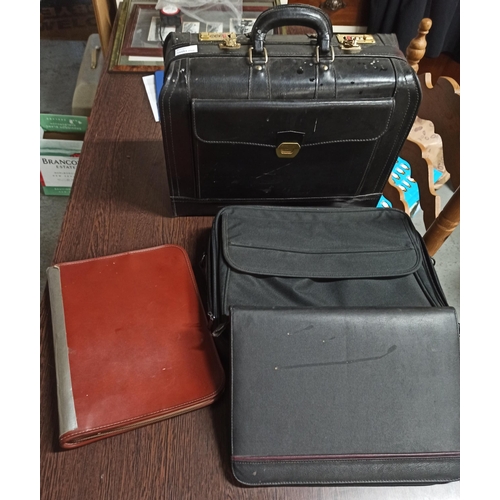 778 - Large Leather Briefcase, Laptop Bag and 2 x Document Folders