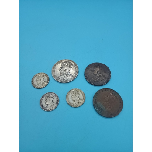 554 - A 1934 Silver Mauritius 1 Rupee Coin Extra Fine, 3 x 1936 Quarter Rupees E.F. 1923 & 1924 5 Cents V.... 