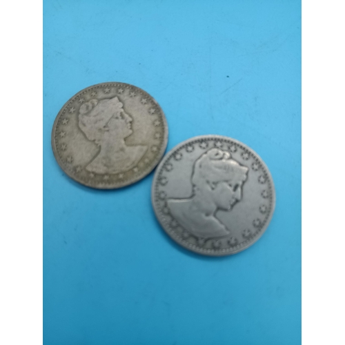 565 - 2 x 1901 Brazilian Silver 400 Reis Coins