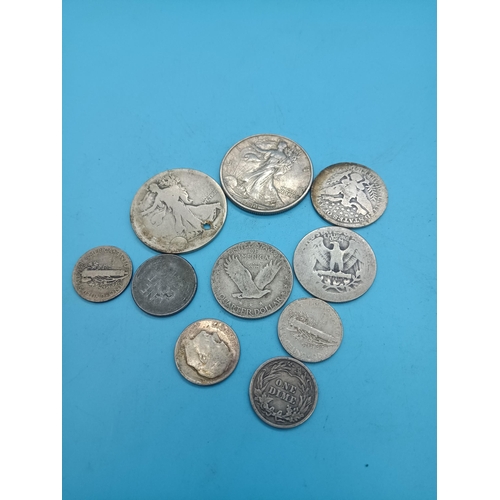 566 - A High Grade 1912 American Silver Dime and Other US Coinage, mostly Silver - 54gms