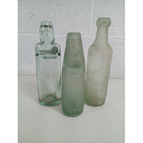 662 - 3x Vintage Glass Bottles including Codd's of London