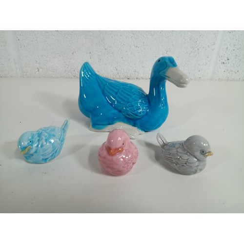 664 - A Chinese Blue Glazed Duck & other Bird Ornaments