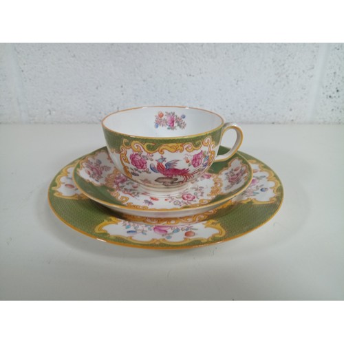 804 - A Trio of Adderley's Cockatrice Pattern Tea Cup Saucer & Side Plate