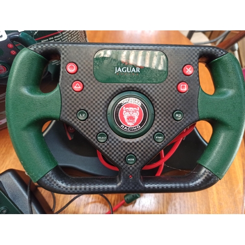 1030 - Jaguar Compact Racing Wheel in box with Steering Wheel Foot Pedal & Clamp